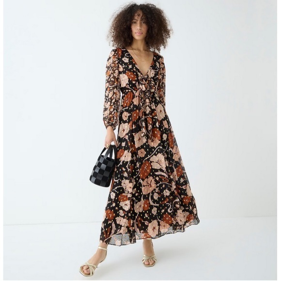 J. Crew Dresses & Skirts - J Crew Collection Tie-Front Lurex Maxi in Floral